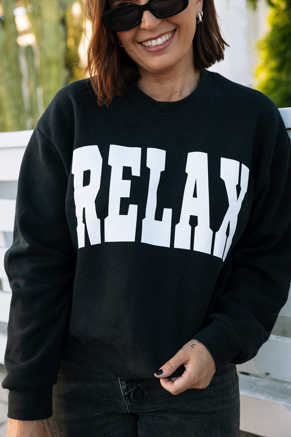 RELAX Collegiate Crew Neck Sweatshirt | Lucky Owl