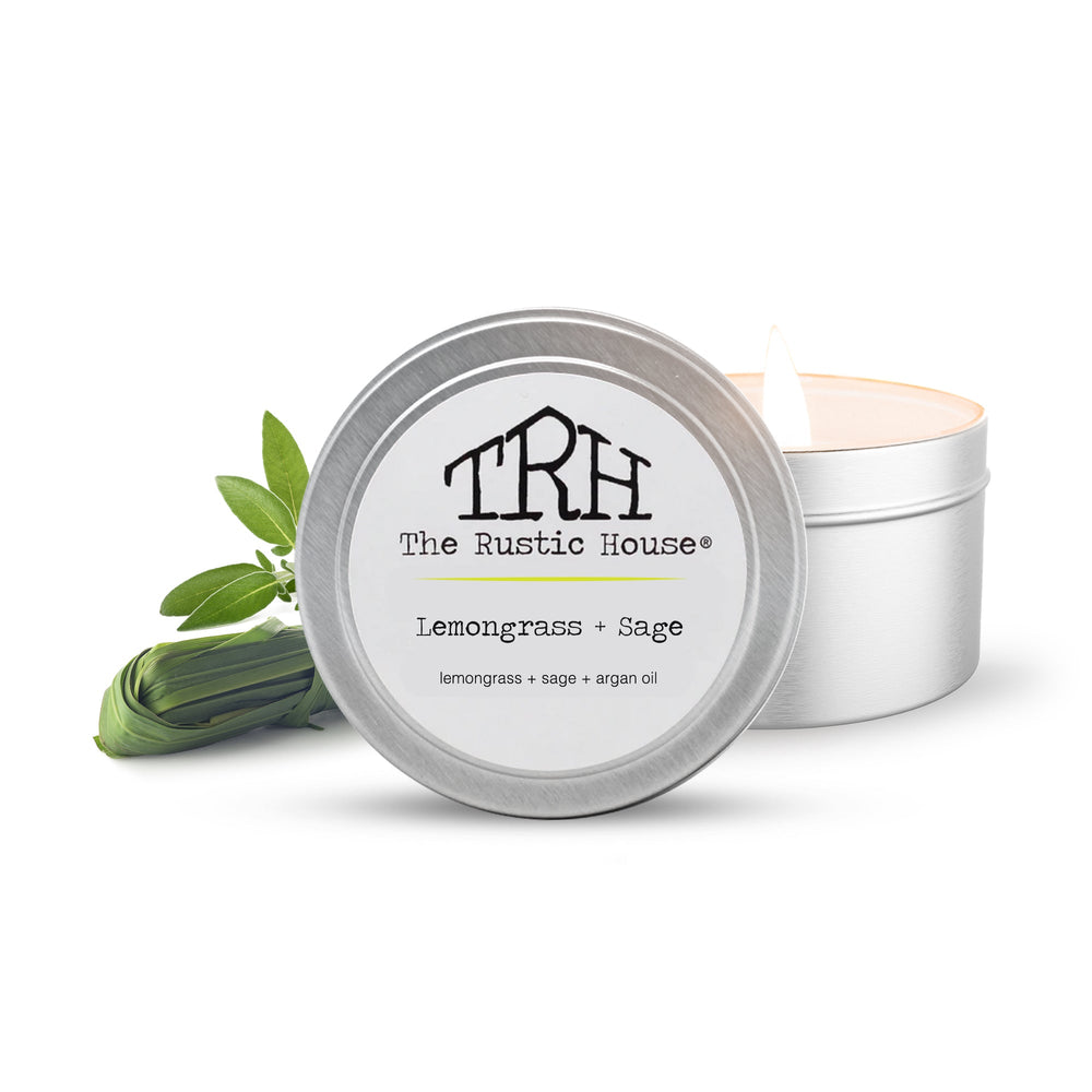 Lemongrass + Sage Travel Tin Candle | The Rustic House