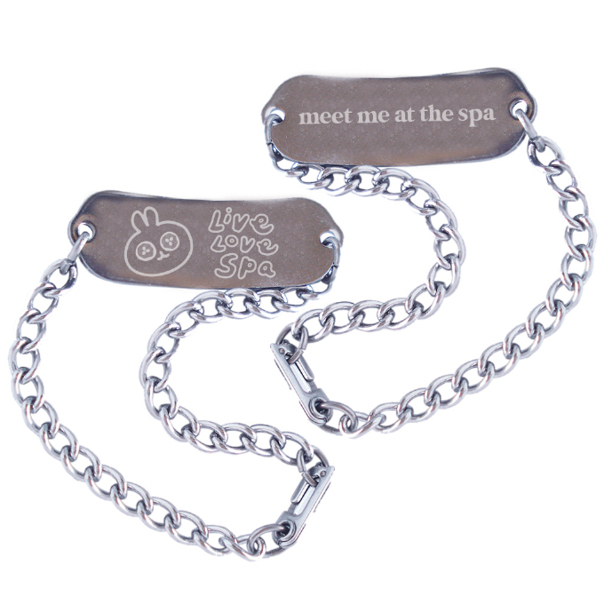 Reversible Engraved ID Bracelet (unisex) - Cute Spa Bunny  | Lucky Owl