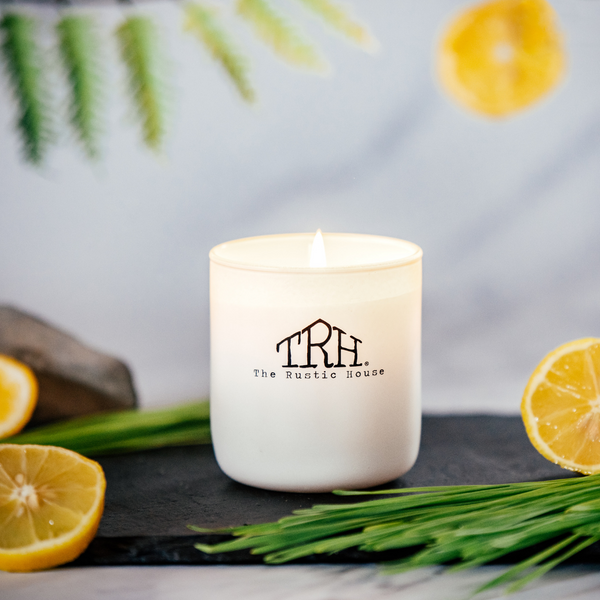 Lemongrass + Sage Glass Candle | The Rustic House