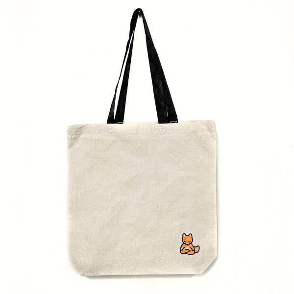 Canvas Totebag - with Embroidered Meditating Fox | Lucky Owl