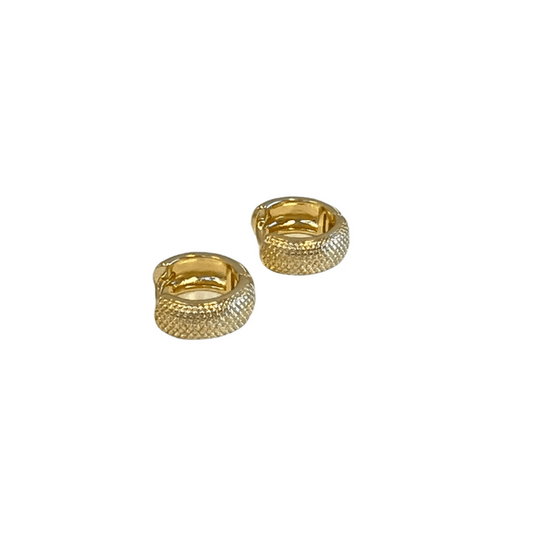 Gold Dotted Huggies 14mm | Meghan Bo