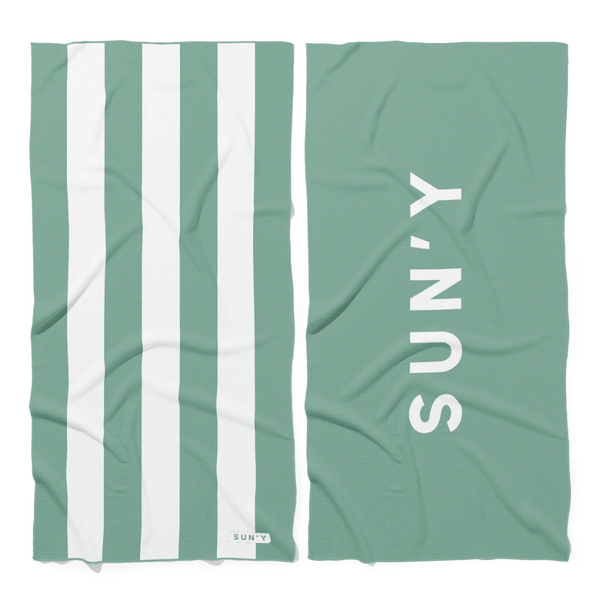 Waffle Microfiber Beach Towel - Sea Green | SUN'Y